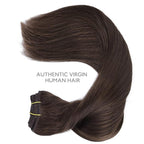 Wennalife Clip in Human Hair Extensions, 16 Inch 150g 9pcs Extensions Real Hair, Light Dark Brown Remy Ins Double Weft, #2A