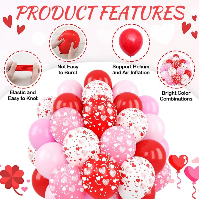 Red and Pink Balloons, for Valentine’s Day Wedding Engagement Anniversary Baby - Image 3
