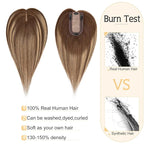 SEGO Hair Toppers for Women Real Human Hair, 7 * 13CM Silk Base 100% Remy Clip in Top Wiglet Hairpieces, Top Pieces Add Volume -12 Inch 4T4P27