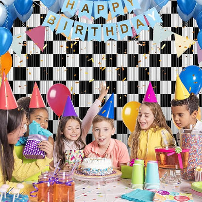 Crosize 4 Pack Black and White Party Streamers Backdrop, 3.3 x 9.9 ft | Tinsel - Image 5
