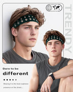 Grommet Headband for Women, Green 23cm Hollow Out Elastic Hair Band, Eyelets Punk Grunge Stylish Hairband