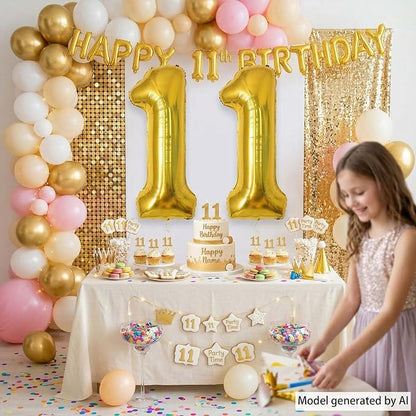 Gold Number 11 Balloon 40 Inch, Shiny Foil Decor - Image 2