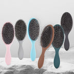 Boar Bristles Hair Brush for Women and Men, Detangling Hair Brush for Smoothing Massage Add Shine, Nylon&Boar Bristles Detangler brush for Hair Healthy (1 Pack-Grey)