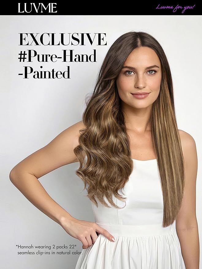 LUVME Straight Seamless 110g 7Pcs Clip in Hair Extensions Full Max with 16inch Remy Human Hair Extensions, Highlight Color 100% Real Soft Human Hair