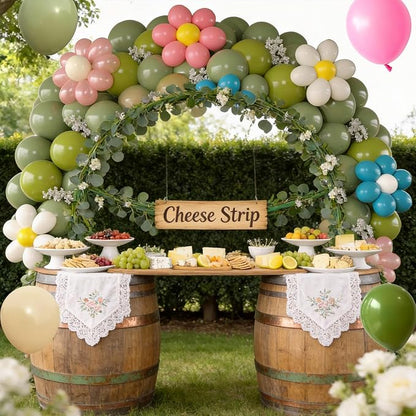 Daisy Flower Balloon Arch Kit, Spring Fairy Sage Green Nude Balloons Garland - Image 6