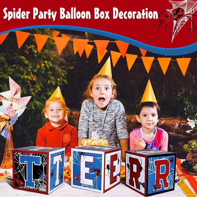 Feifeiya 5 Pcs Spider 3rd Birthday Decoration Spider Theme Balloon Boxes - Image 6