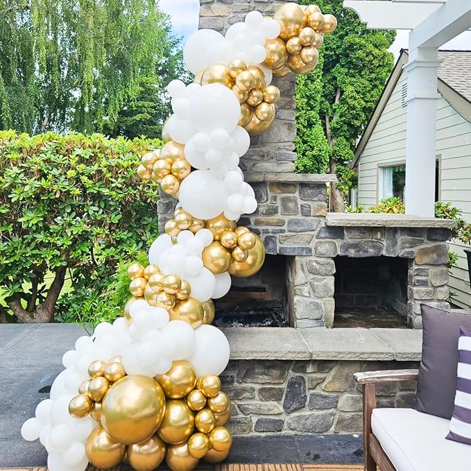 White and Gold Balloons Arch Kit, Engagements, Baby Shower Anniversary - Image 8