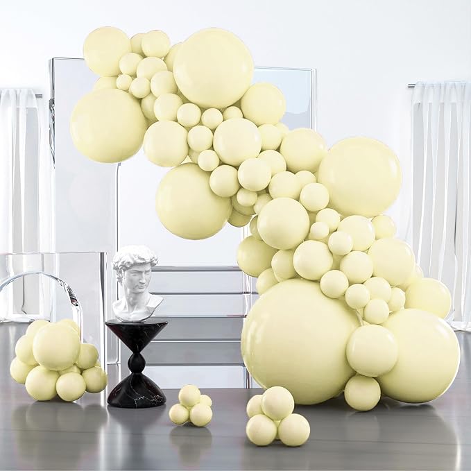 PartyWoo Pastel Yellow Balloons 100pcs Light Pale Yellow Color | 36 18 12 10 5 by PartyWoo