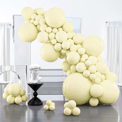 PartyWoo Pastel Yellow Balloons 127pcs Light Pale Yellow Color | 36 18 12 10 5 by PartyWoo