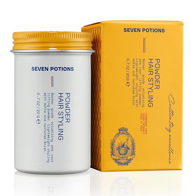 SEVEN POTIONS Hair Styling Powder for Men — Hair Texture Powder & Root Lifting Dust for Instant Volume — Natural Matte Finish, Flexible Hold, Invisible Feel — Vegan, Cruelty-Free — 0.7 oz