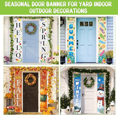 Preboun 12 Pairs Seasonal Door Banner Decorations Set Summer Fall Welcome - Image 3