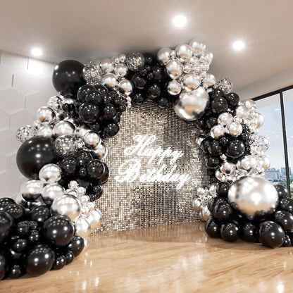 Black and Silver Balloon Arch Kit, Graduation, Anniversary Decorations by ADOINBY