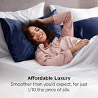 Bedsure Satin Pillowcase 2 Pack Similar to Silk Pillow Cases Standard Size, Pillow Case for Sleeping Women with Envelope Closure, Gifts for Women Men, Navy, 20x26 Inches, 2pcs