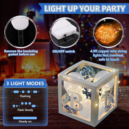 Baby Shower Balloon Box Decorations, 4 Pack Led Fairy String Lights and 40 Pcs - Image 4