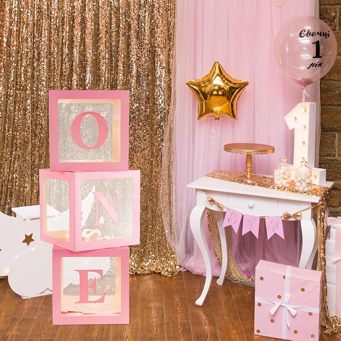 Qeeenar 3 Pcs One Balloon Box Decorations First Birthday Decorations - Image 7