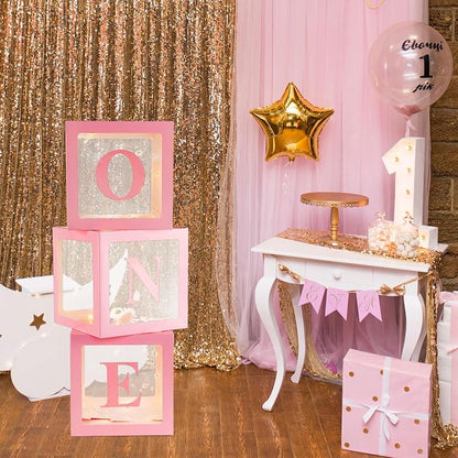 Qeeenar 3 Pcs One Balloon Box Decorations First Birthday Decorations - Image 7
