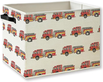 Red Fire Truck Boy Nursery Storage Basket by KSDUT