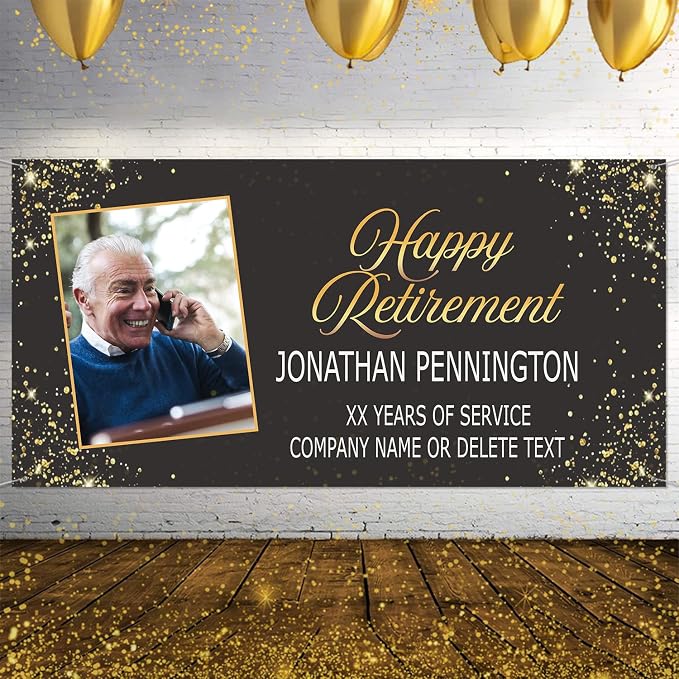 Generic Personalized Retirement Banner, Retirement Party Decorations, 12x24 inch - Image 4