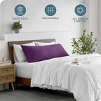 Bare Home Microfiber Body Pillow Cover - Ultra Soft - Cooling Pillowcase - Double Brushed - Pillowcase with Zipper Closure - Easy Care (20''x54'' Body Pillow Cover, Plum)