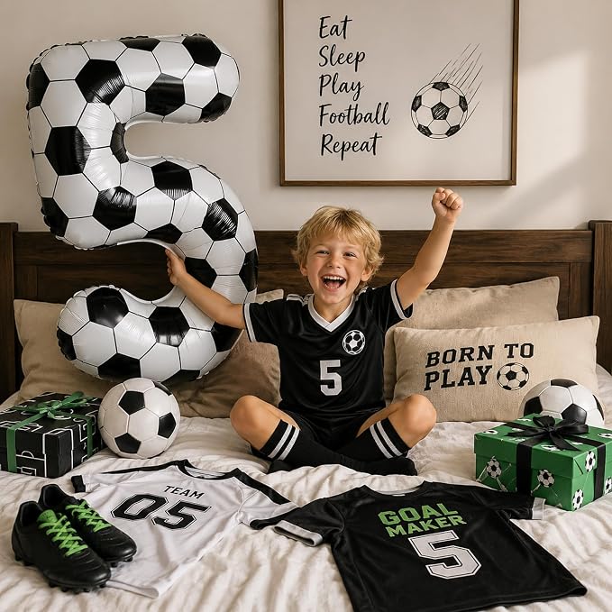 Soccer 5 Balloon Number, 40 Inch Soccer Number 5 Foil Balloon - Image 5
