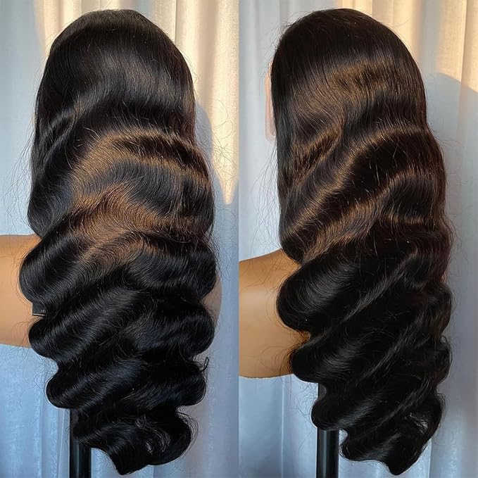 13x5 HD Lace Front Wigs Human Hair Pre Plucked Body Wave Wigs for Women 180% Density 13x5 Frontal Human Hair Bleached Knots with Baby Hair 34inch