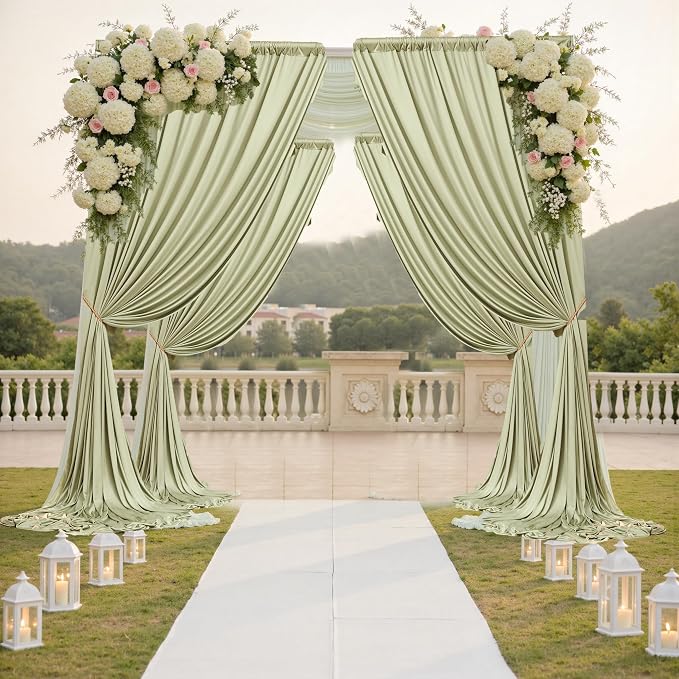 30 ft x 10 ft Wrinkle Free Light Green Backdrop Curtain - Image 6