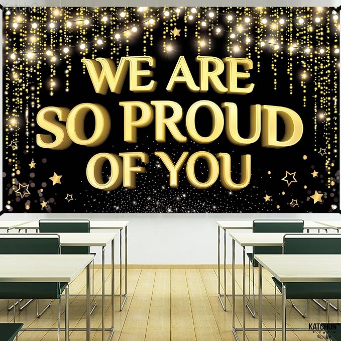 KatchOn Black and Gold Congratulations Banner 72x44 Inch | We Are So Proud of - Image 8