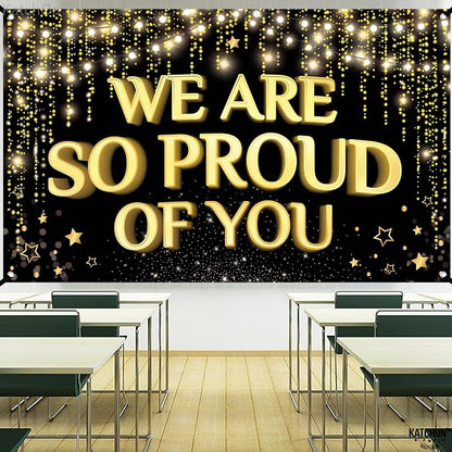 KatchOn Black and Gold Congratulations Banner 72x44 Inch | We Are So Proud of - Image 8