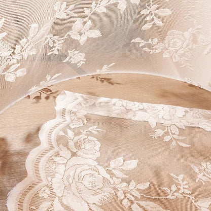 SEEKRIGHT Peach Lace Curtains 72 Inch Length 2 Panels Blush Pink Floral Sheer - Image 7