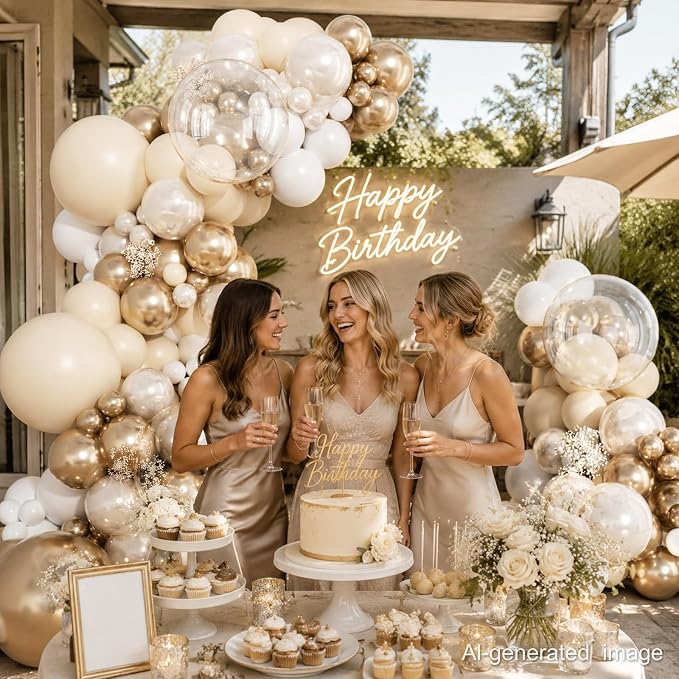 129pcs White and Gold Balloon Arch Kit Metallic Gold Balloons | Baby Shower - Image 6