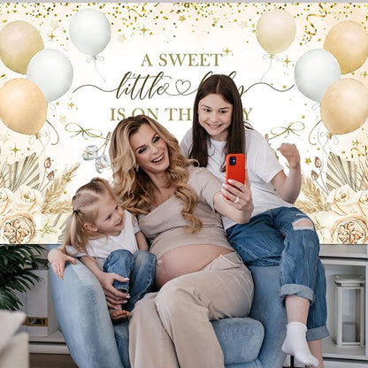 Boho Baby Shower Banner Neutral Gold Baby Shower Party Decorations A Sweet - Image 3