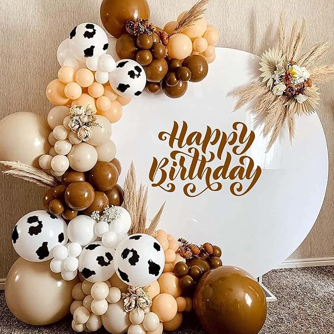 Blush Brown Cow Print Balloons Cowboy Birthday Decorations Western Farm Party - Image 3