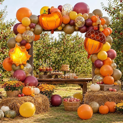 Fall Balloon Arch Kit, Thanksgiving Orange Burgundy Yellow Balloon Garland | - Image 3