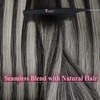 YoungSee Invisible Tape in Hair Extensions Real Human Hair Ombre Black Tape-in Remy Hair Extensions Blend Of Black and Silver Tape on Ombre Hair Extension for Long Straight Hair 24 Inch 50g 20pcs
