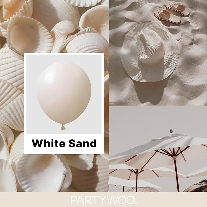 PartyWoo White Balloons 145pcs Sand White Beige Cream Ivory Boho Neutral | - Image 2