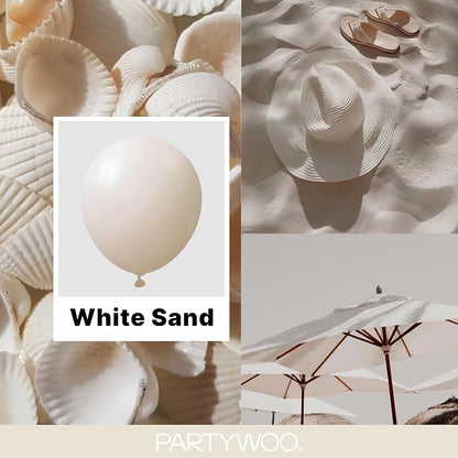 PartyWoo White Balloons 145pcs Sand White Beige Cream Ivory Boho Neutral | - Image 2