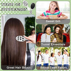 12 Pcs Soccer Mini Detangler Brush, Mini Travel Hair Brush, Bristles Plastic Detangling Brush, No Tangle Soft Flexible Bristles for Straight, Curly, Thick Hair for Soccer Team Gift Sport Party