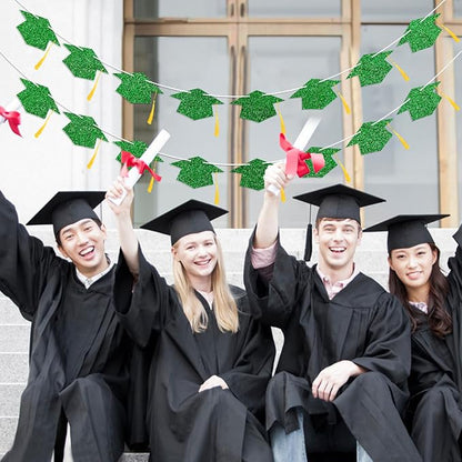 Graduation Decorations Class of 2026 Green Graduation Cap Banner - Image 6