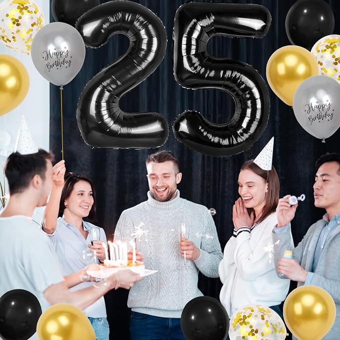 25th Birthday Decorations for Men, 40 inch 25 Balloon Numbers - Image 4