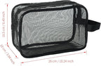 Black Mesh Shower Tote Bag - 6.5×10.2Inch Portable Quick-Dry Hanging Pouch for Bathroom, Gym, Camping, Toiletry Organizer