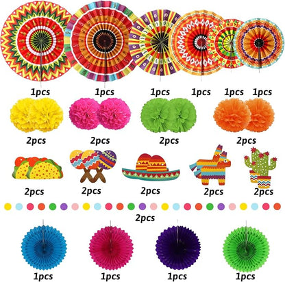 Mexican Party Decorations, Pom Poms Flowers - Image 2