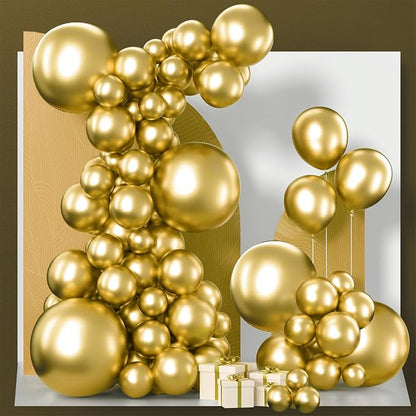 PartyWoo Gold Balloons 140pcs Different Sizes of 18 12 10 5 Inch | Balloons by PartyWoo