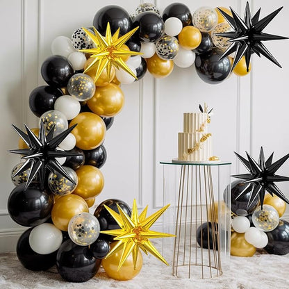 Black Gold Star Balloons, 22/27 Inch Black and Gold Star Foil Balloons - Image 5