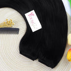 YoungSee Invisible Wire Hair Extensions Jet Black Human Hair Wire Extensions Black Fish Line Hair Extension Real Human Hair Easy to Wear 18inch 80g