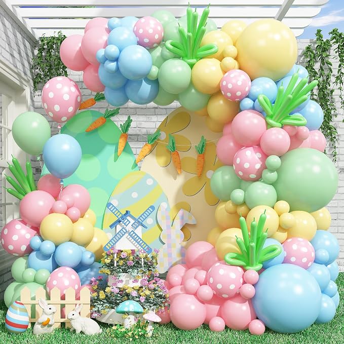 Pastel Balloon Arch Garland Kit, Macaron Pink Green Blue Yellow Latex Party - Image 6