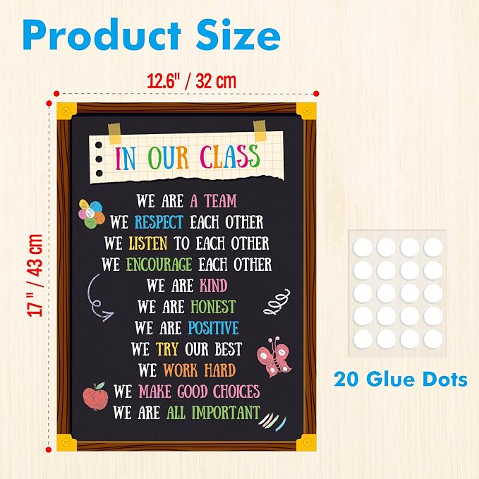 Vantasii Classroom Rule Poster, Colorful Bulletin Board Decoration Thick - Image 3