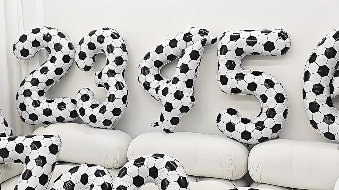 Black White Soccer Number 4 Balloon 4nd Birthday Decoration 40in 4 Balloon | - Image 6