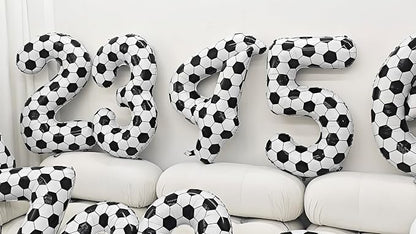 Black White Soccer Number 4 Balloon 4nd Birthday Decoration 40in 4 Balloon | - Image 6