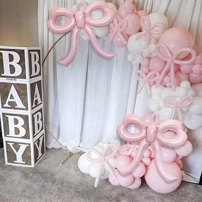4 Pcs Light Pink Bow Balloons Bow Party Decorations - Image 5