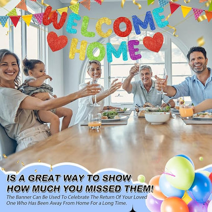 Fulmoon Pre Strung Welcome Home Banner Glitter Funny Welcome Sign - Image 7